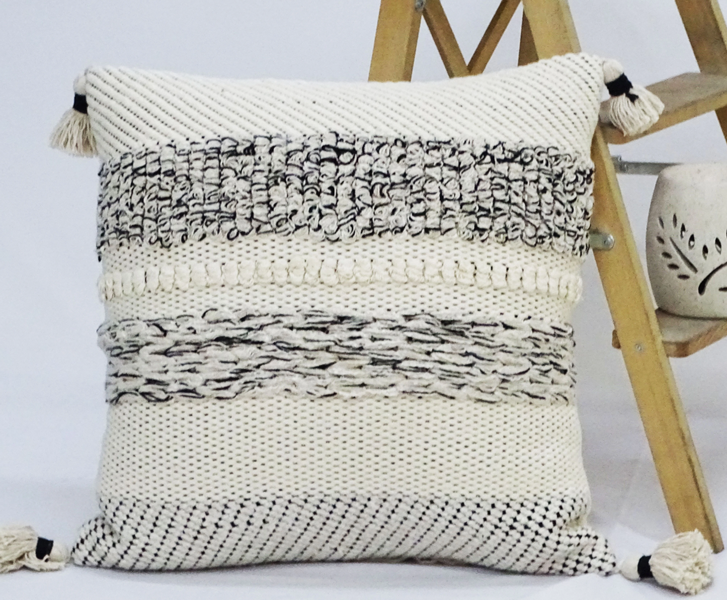 Chicos Home Throw Pillow with Tassels for Couch, 22 x 22 Inch