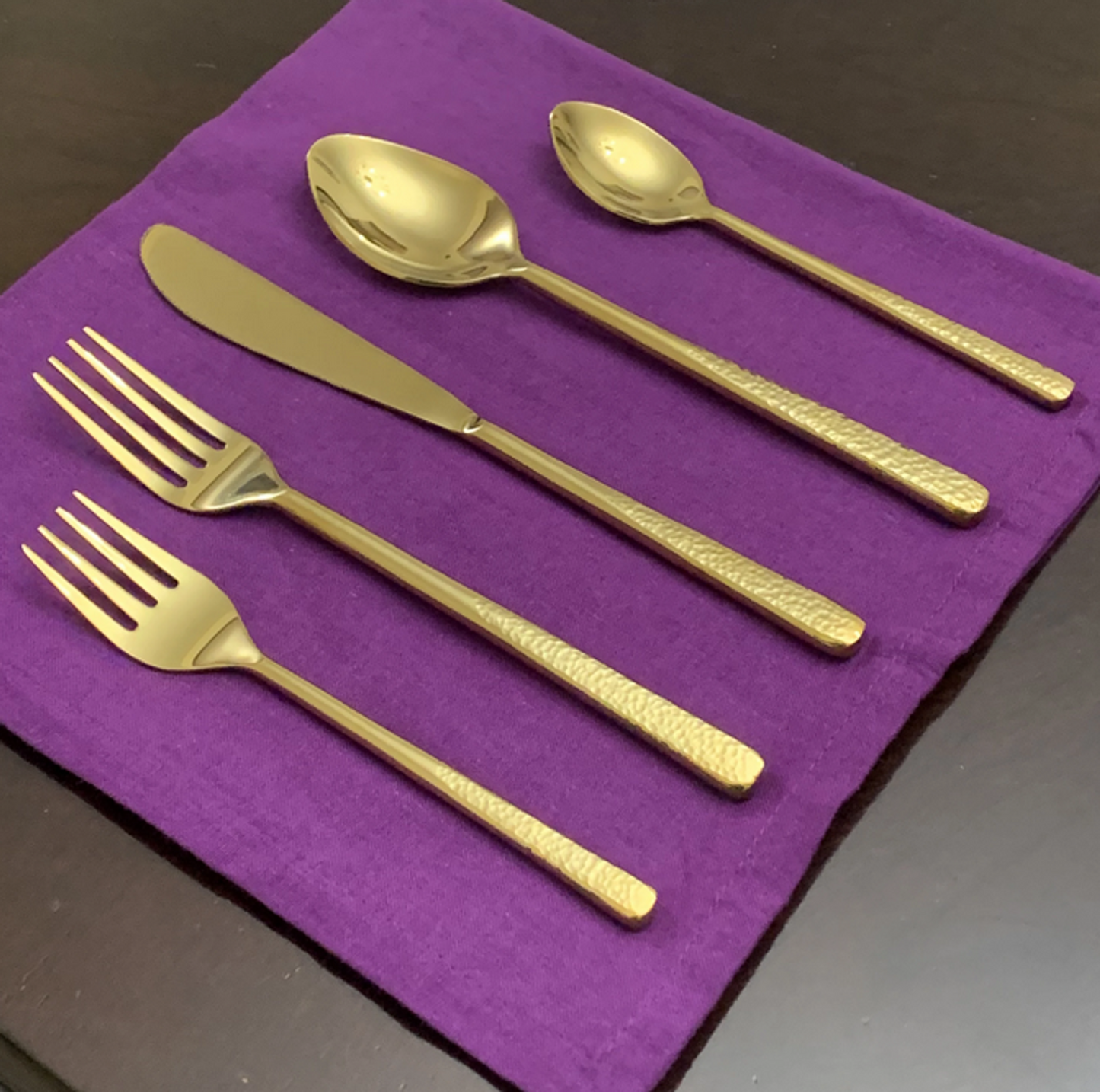 Vibhsa Gold 5-Piece Place Setting, Stainless Steel