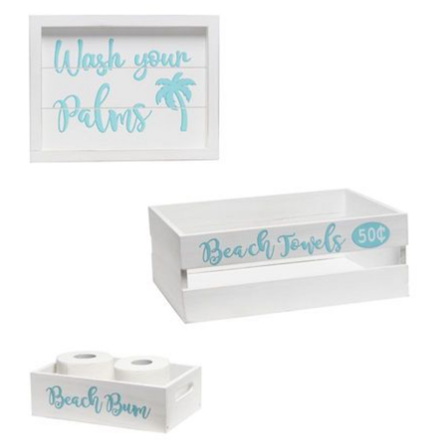 Elegant Designs 3-Piece Decorative Wood Bathroom Set, Large