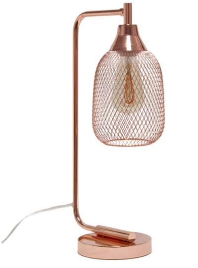 Lalia Home Industrial Mesh Desk Lamp - Rose Gold