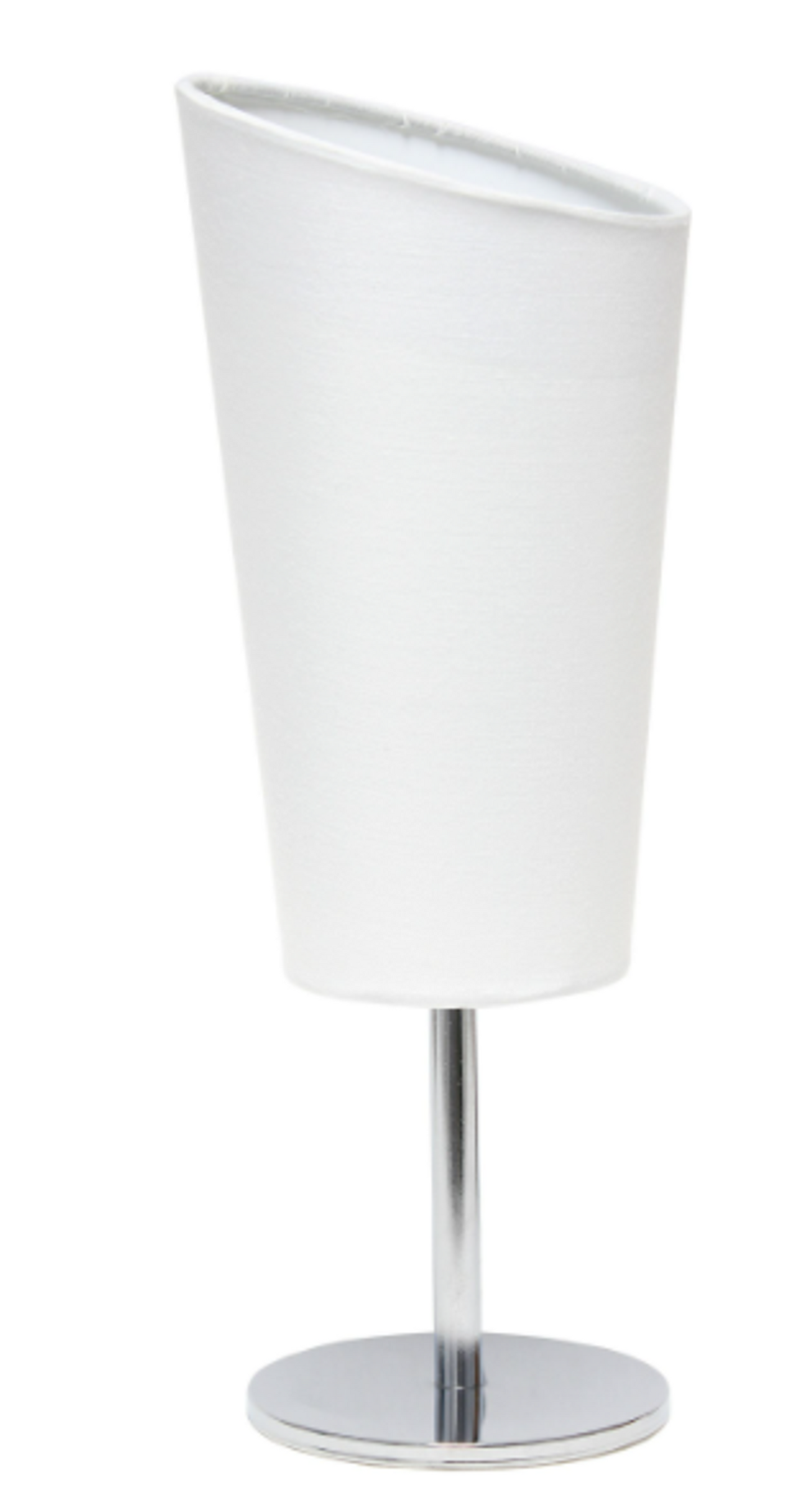 Simple Designs Mini Chrome Table Lamp with Angled Fabric Shade
