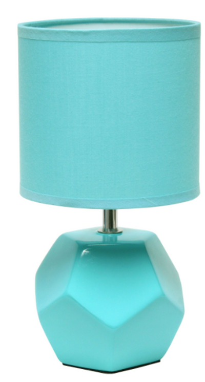 Simple Designs Round Prism Mini Table Lamp with Fabric Shade