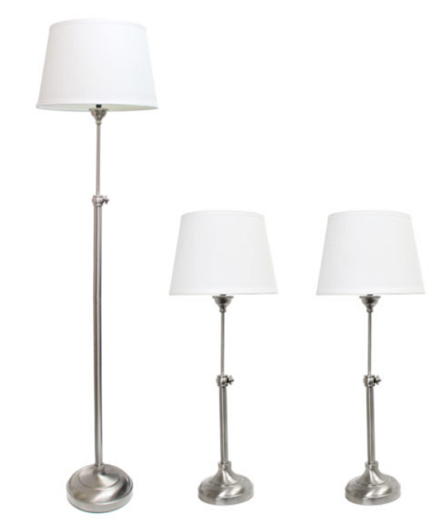 Elegant Designs Brushed Nickel Adjustable 3-Pack Lamp Set