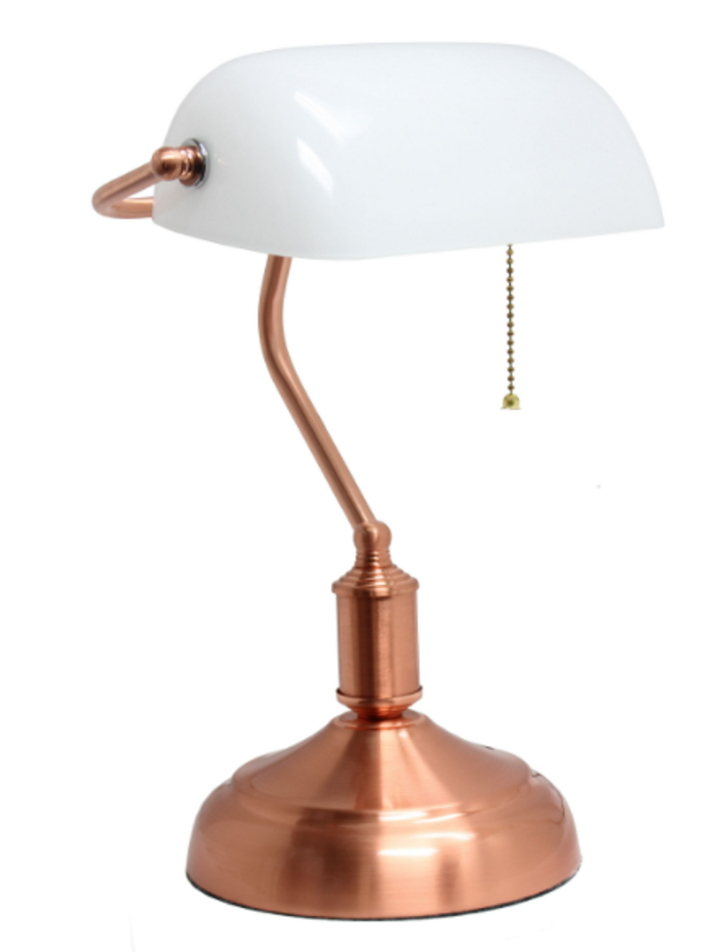 Simple Designs Executive Banker's Desk Lamp with Glass Shade - Rose Gold