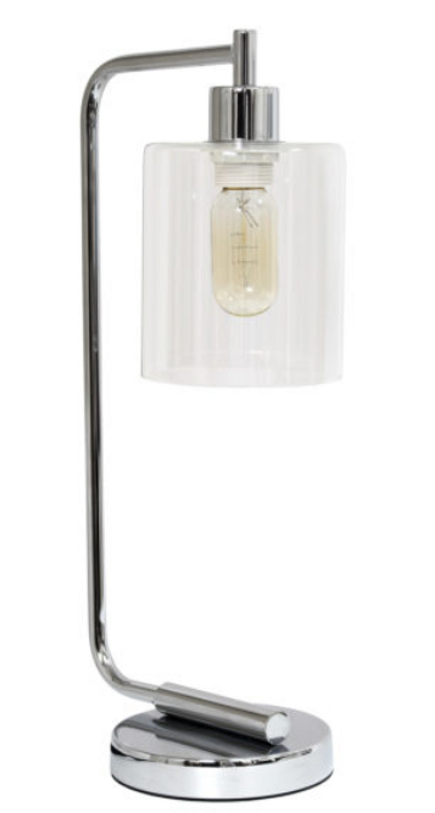 Simple Designs Bronson Industrial Iron Lantern Desk Lamp with Glass Shade