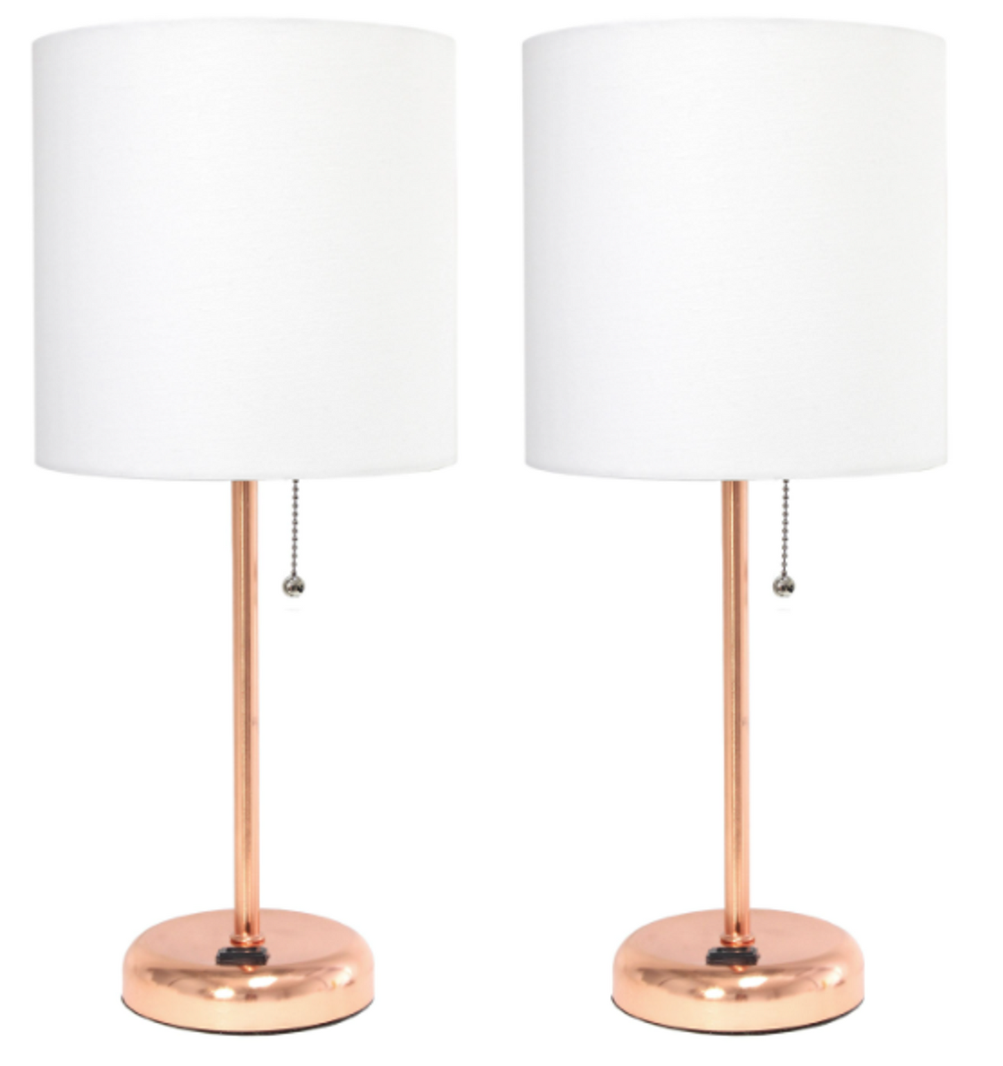 LimeLights Rose Gold Stick Lamp with Charging Outlet (Set of 2)