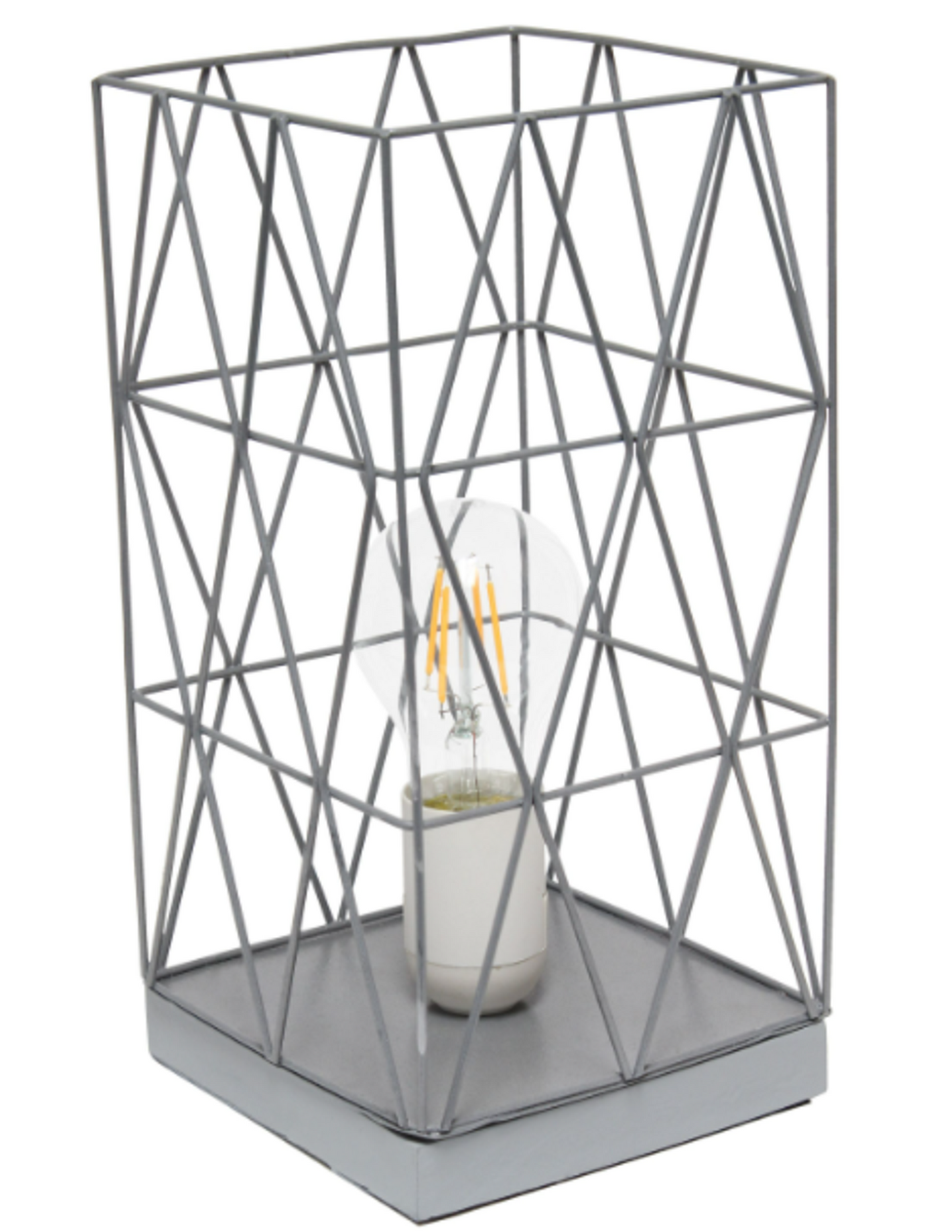 Simple Designs Geometric Square Metal Table Lamp