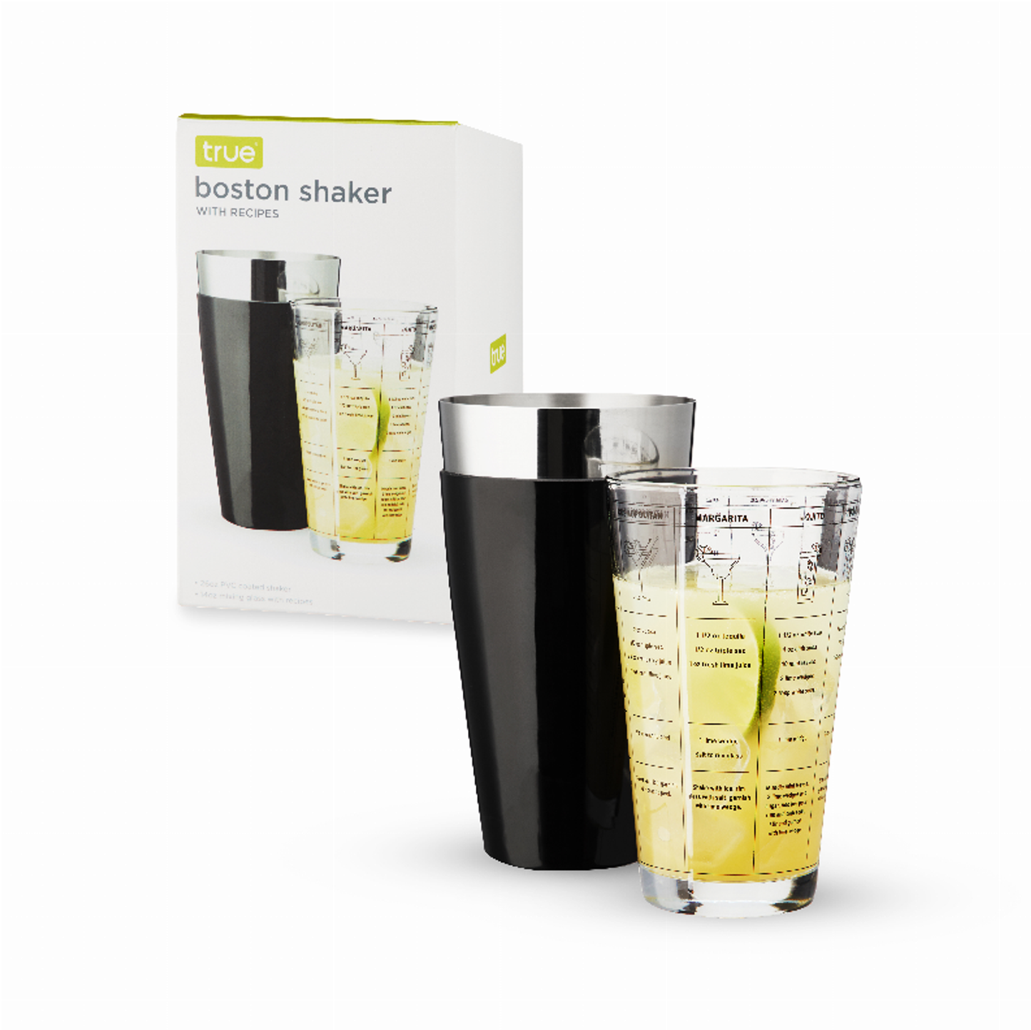 Boston Shaker with Cocktail Recipes by True