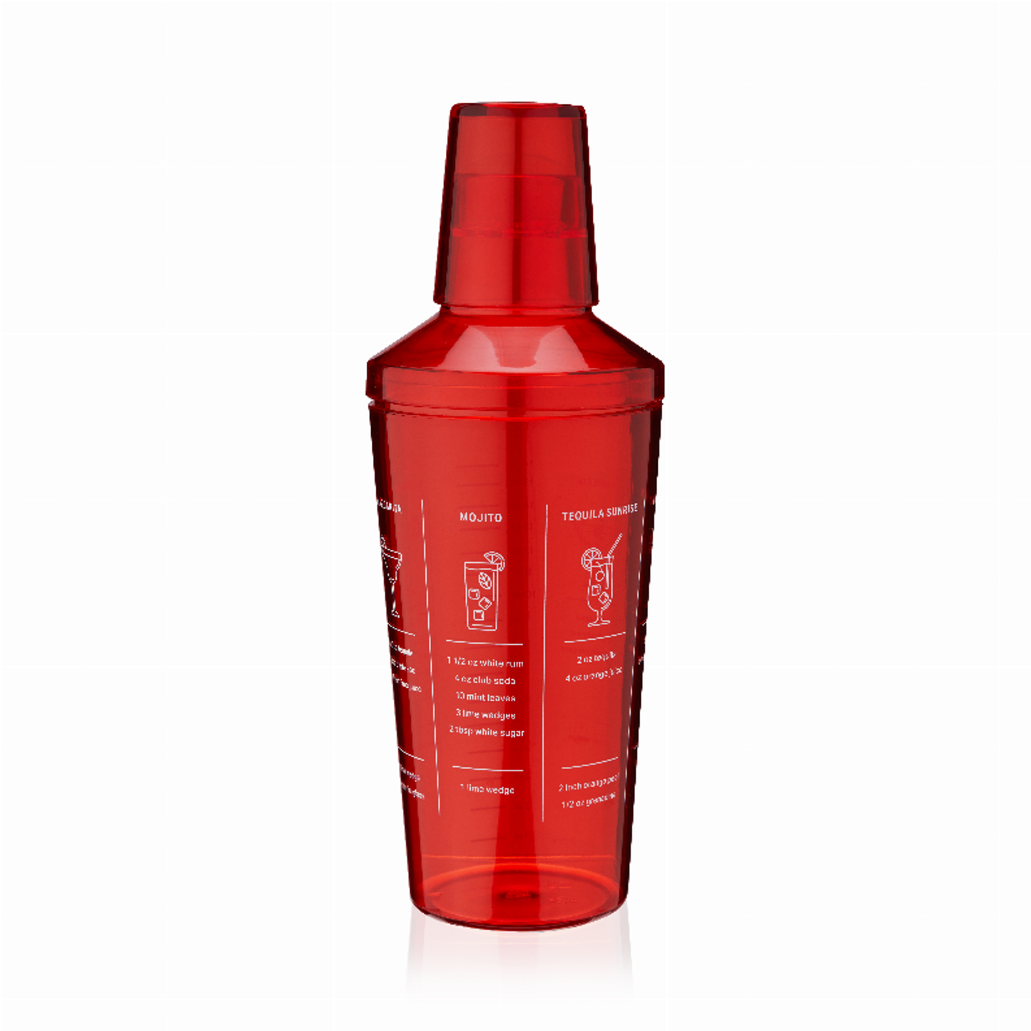 Red Plastic Recipe Cocktail Shaker by True, 16 oz