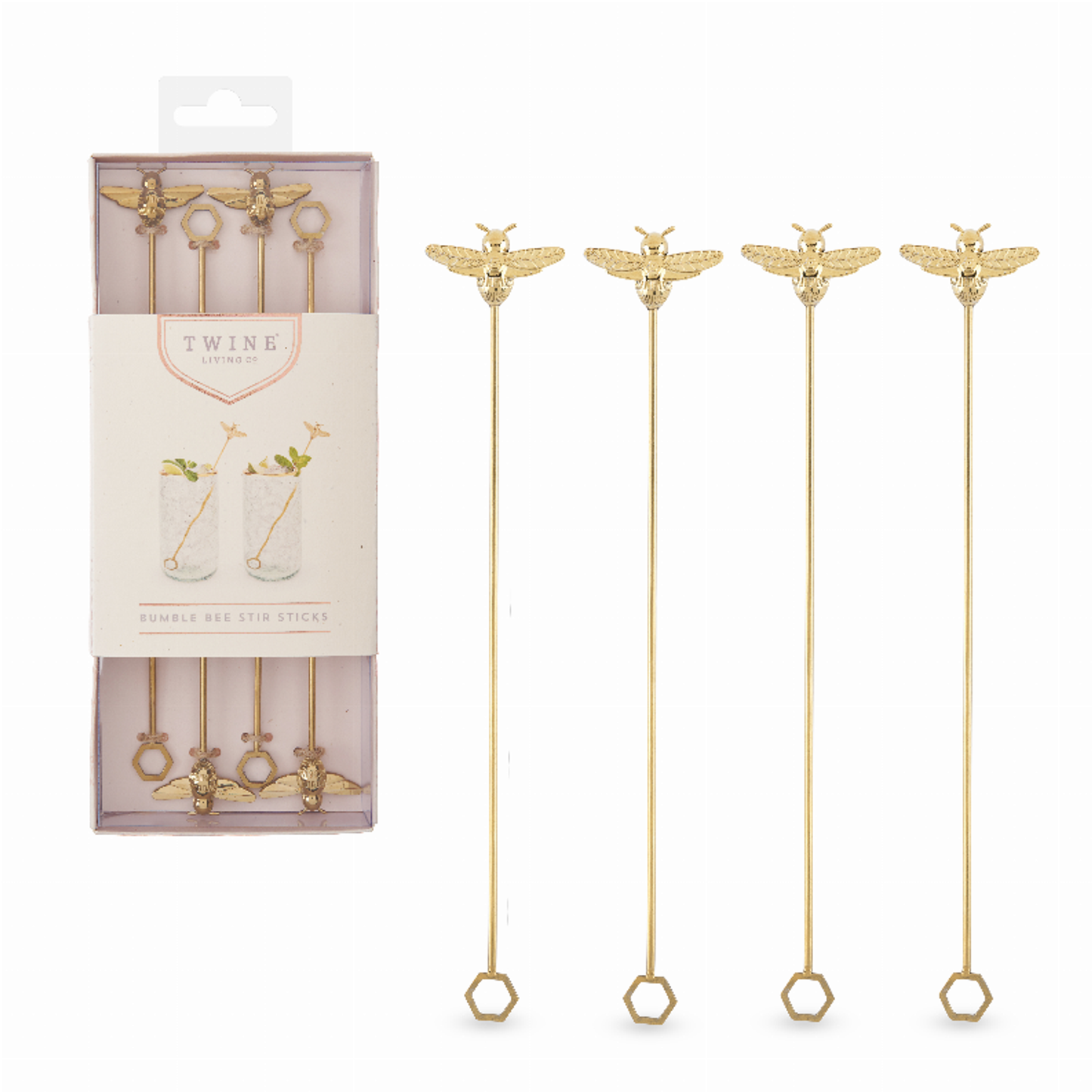 Bumble Bee Stir Sticks by Twine, Set of 4