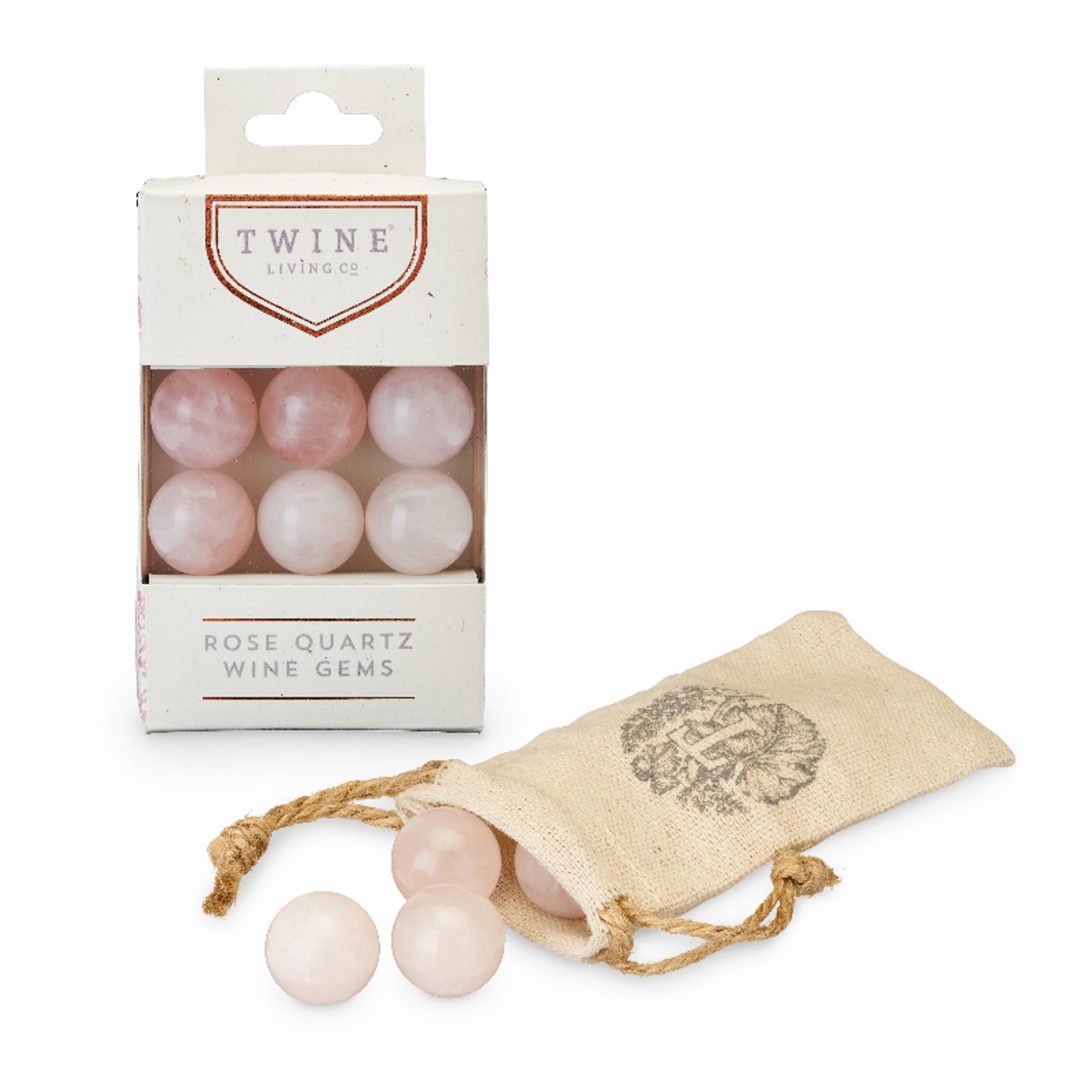 Rose Quartz Wine Gems by Twine, Set of 6