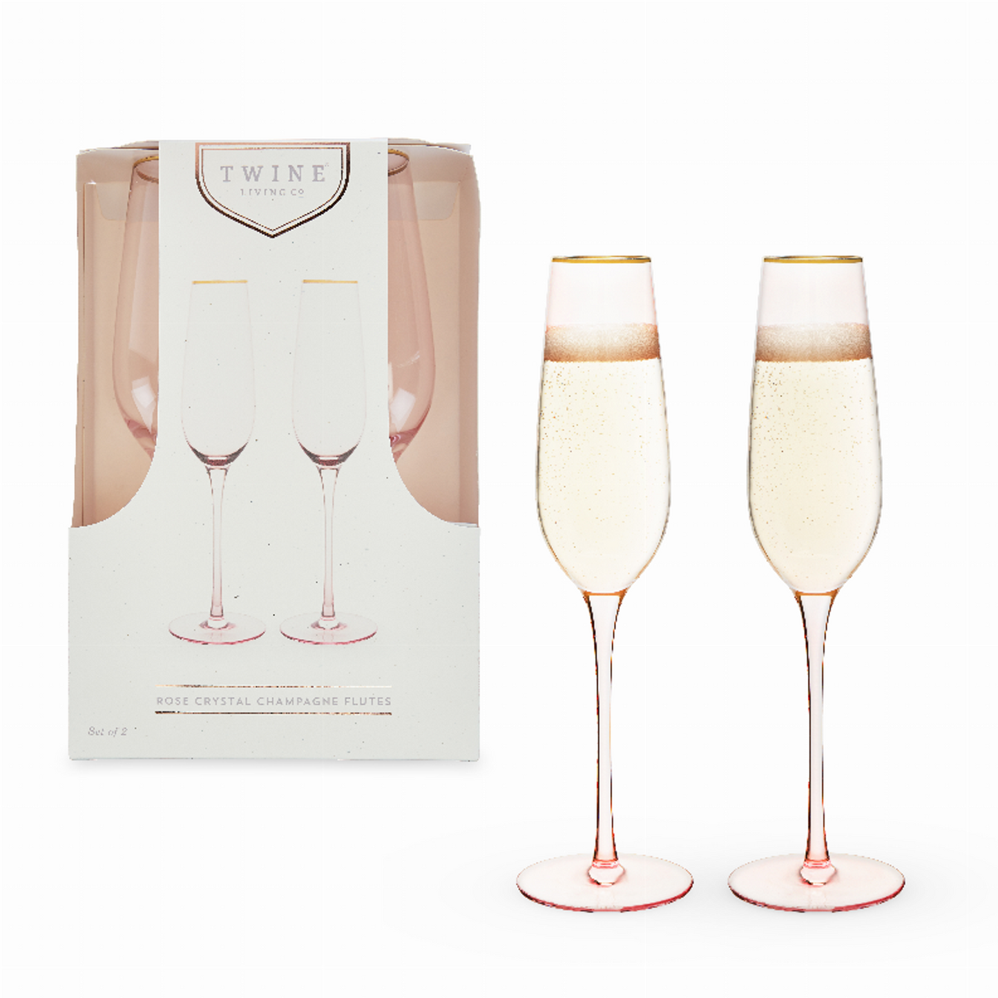 Rose Crystal Champagne Flute Set by Twine