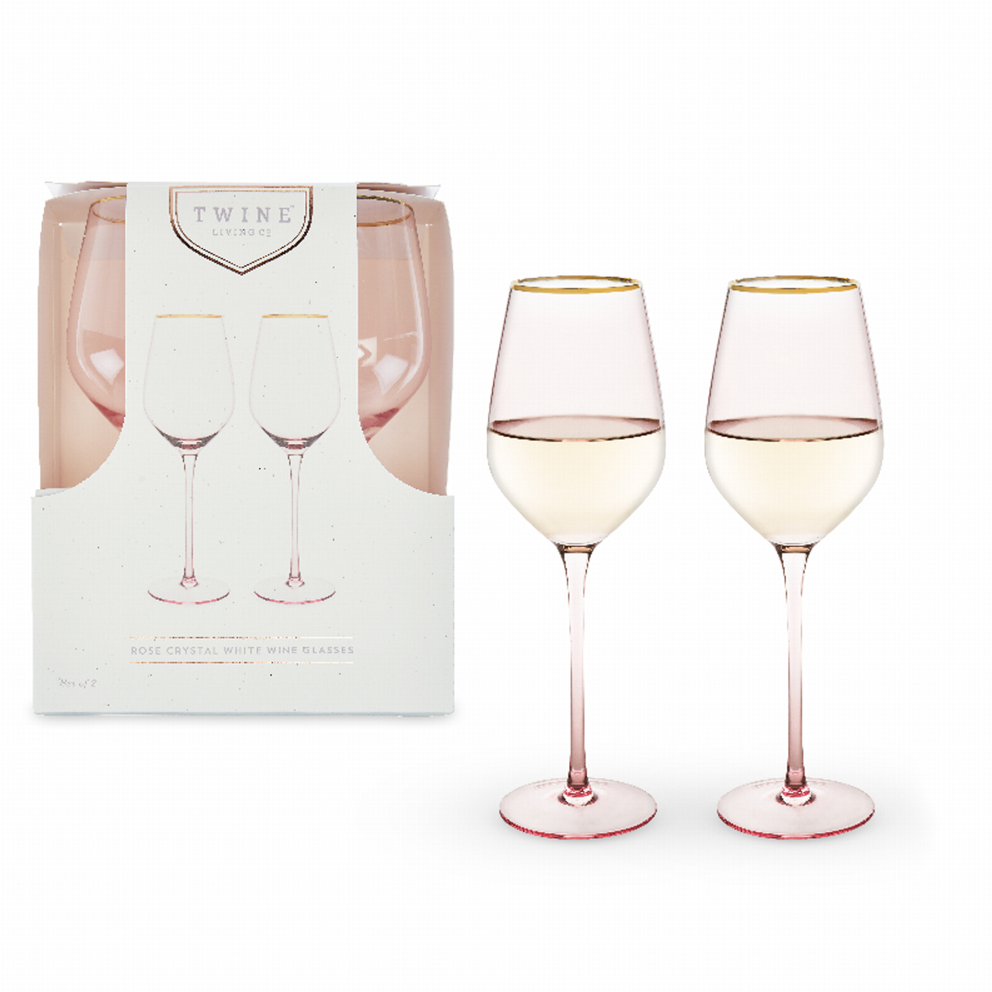 Rose Crystal Wine Glass Set by Twine