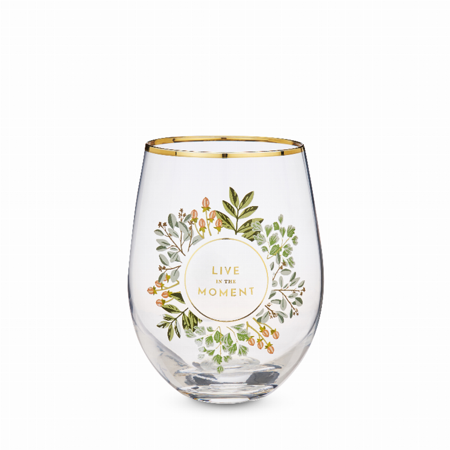 Live in the Moment Stemless Wine Glass by Twine, 16 oz