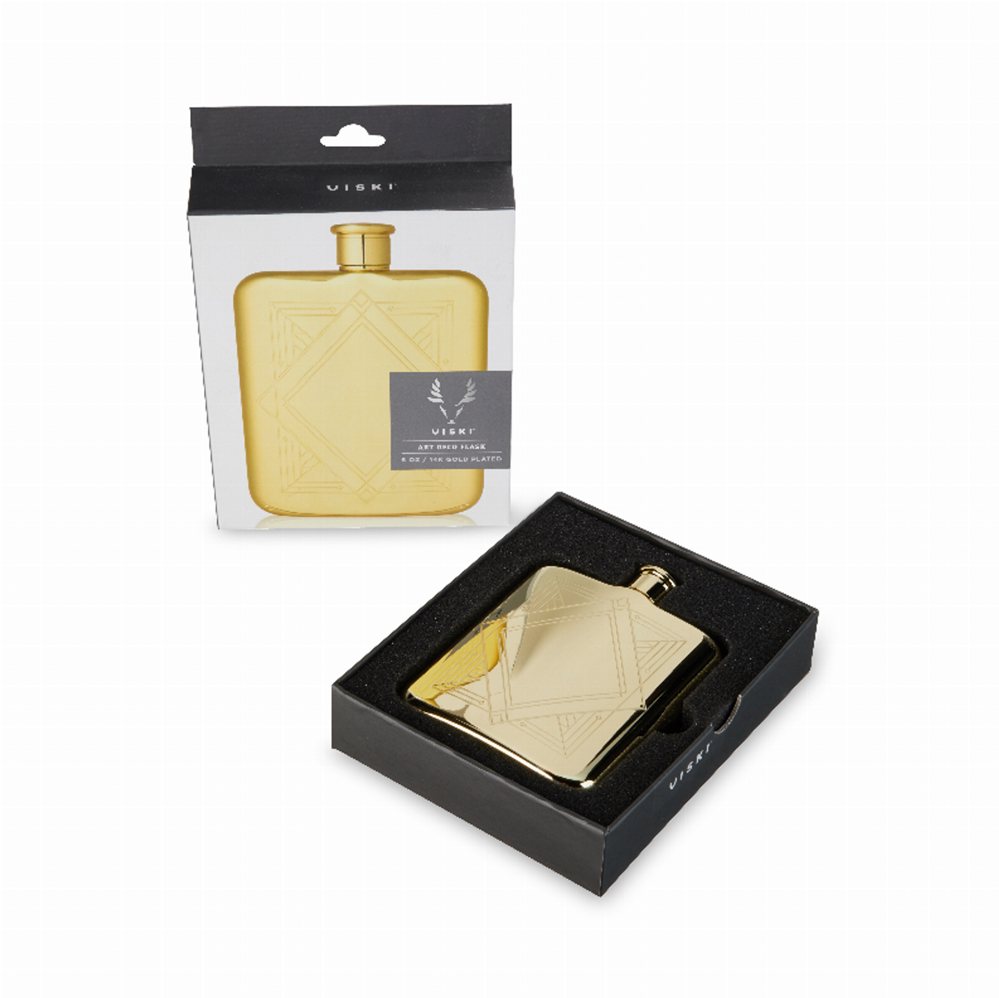 Gold Art Deco Flask by Viski, 6 oz