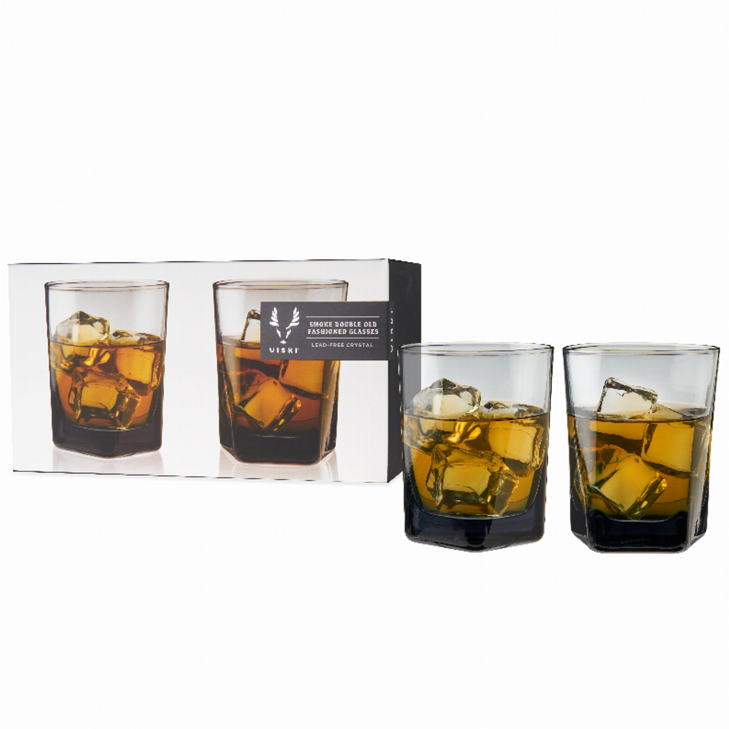 Smoke Double Old Fashioned Glasses by Viski, Set of 2