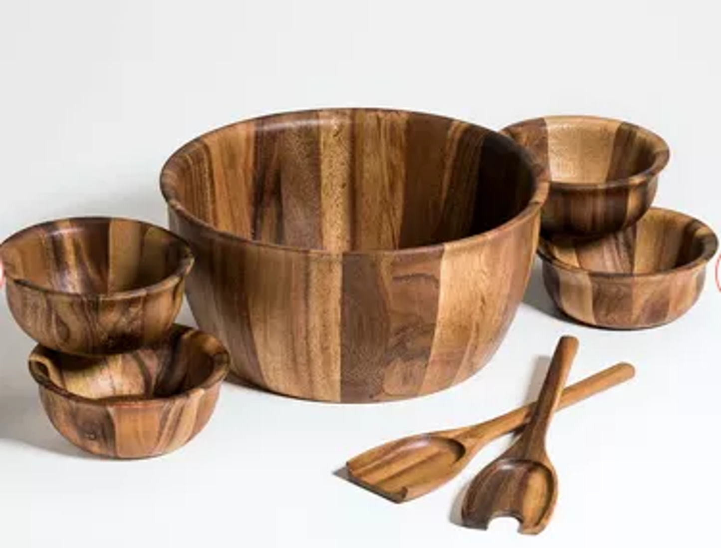 Kalmar Home Acacia X-Large Salad Bowl with Servers