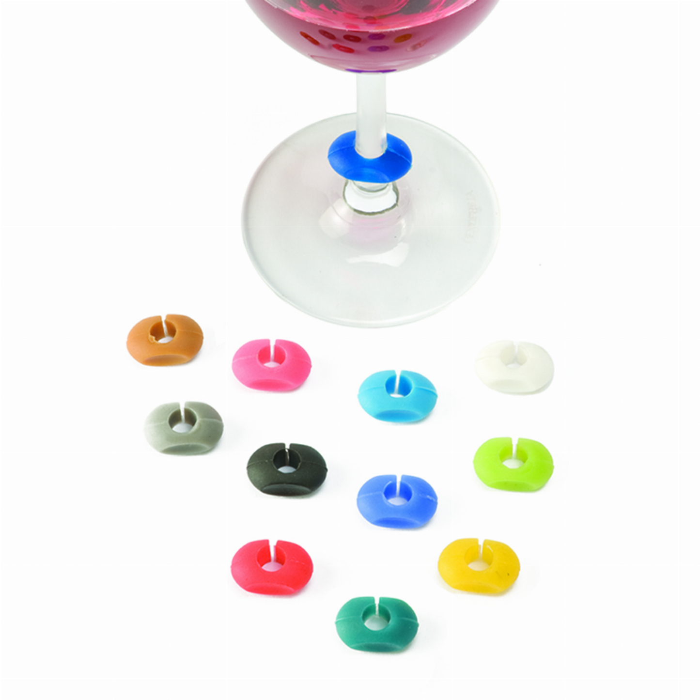 Wine-O Silicone Wine Charms by True, Set of 12