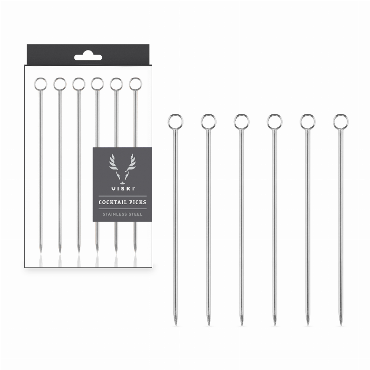 Viski Stainless Steel Cocktail Picks, Set of 6