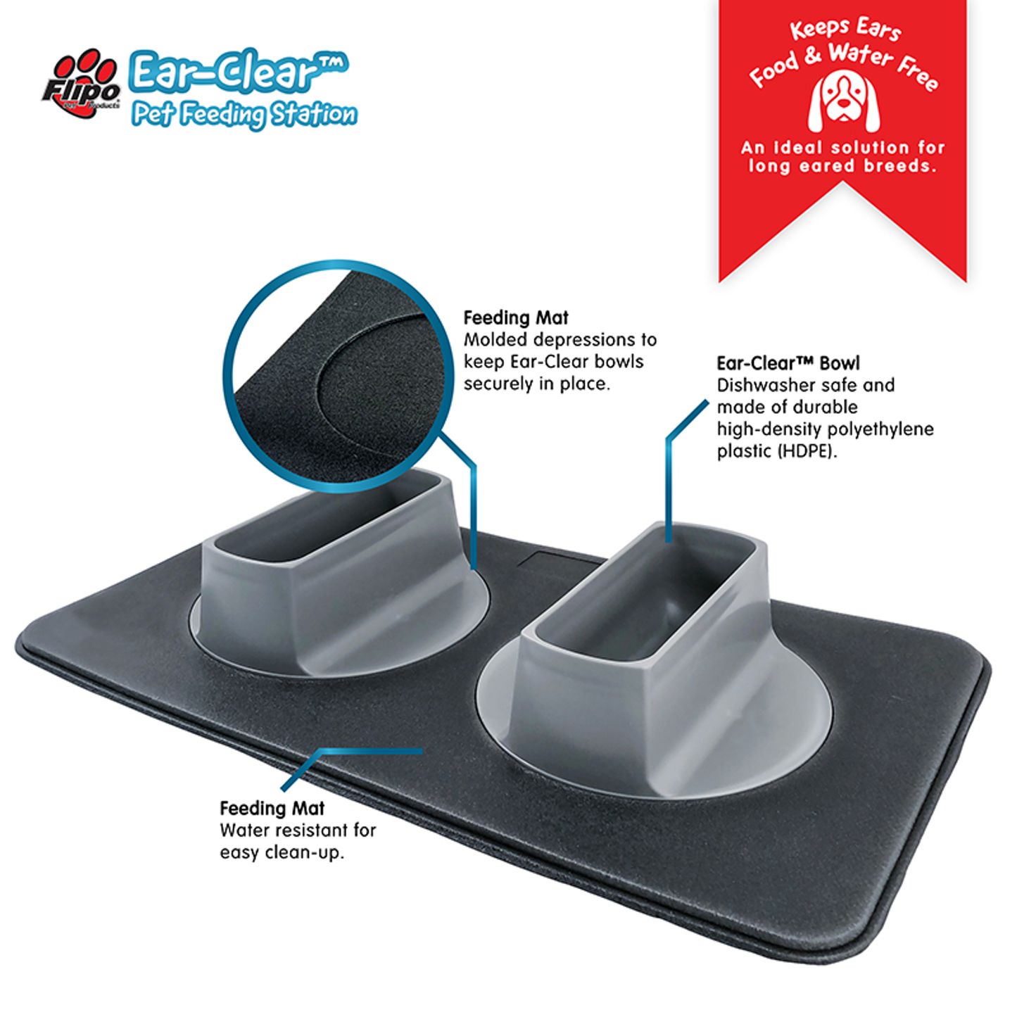 Flipo Ear-Clear Pet Feeding Station