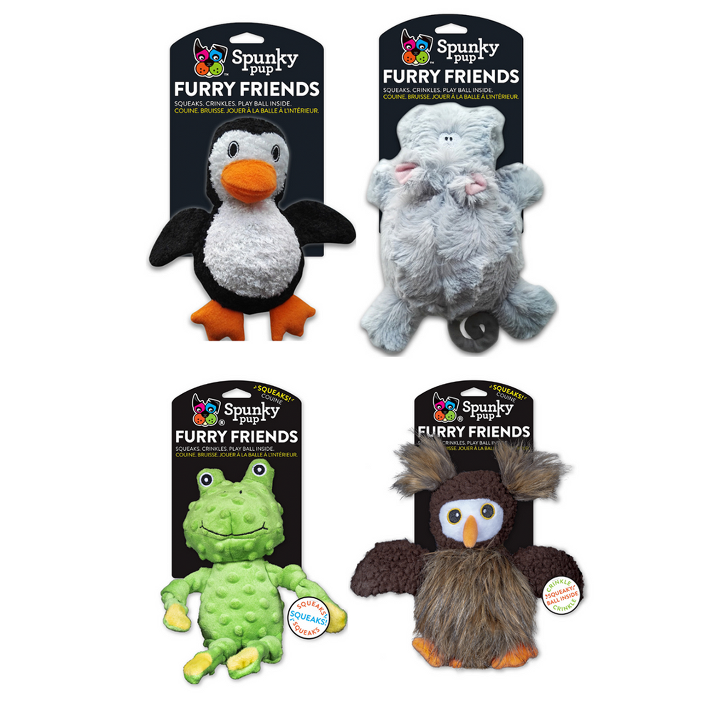 Spunky Pup Furry Friends Plush Dog Toys