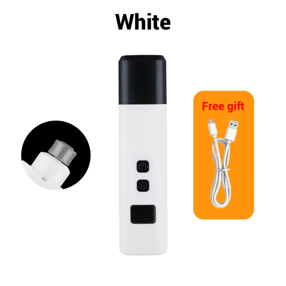 Electric pet nail grinder shown in retail packaging