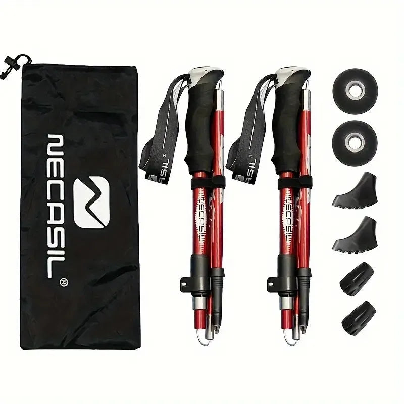 Trekking pole used on outdoor trail