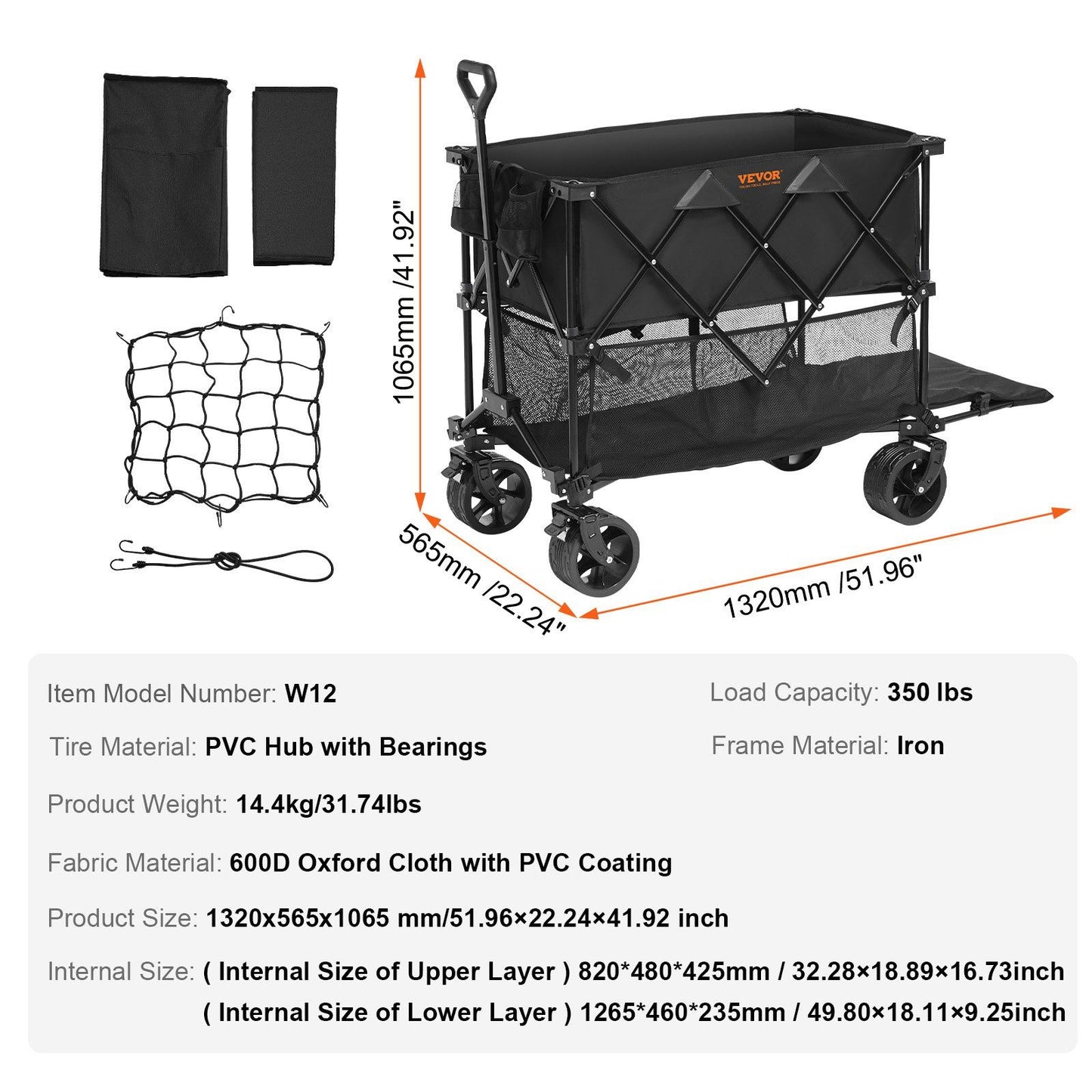 Foldable Double Decker Utility Wagon drawer detail