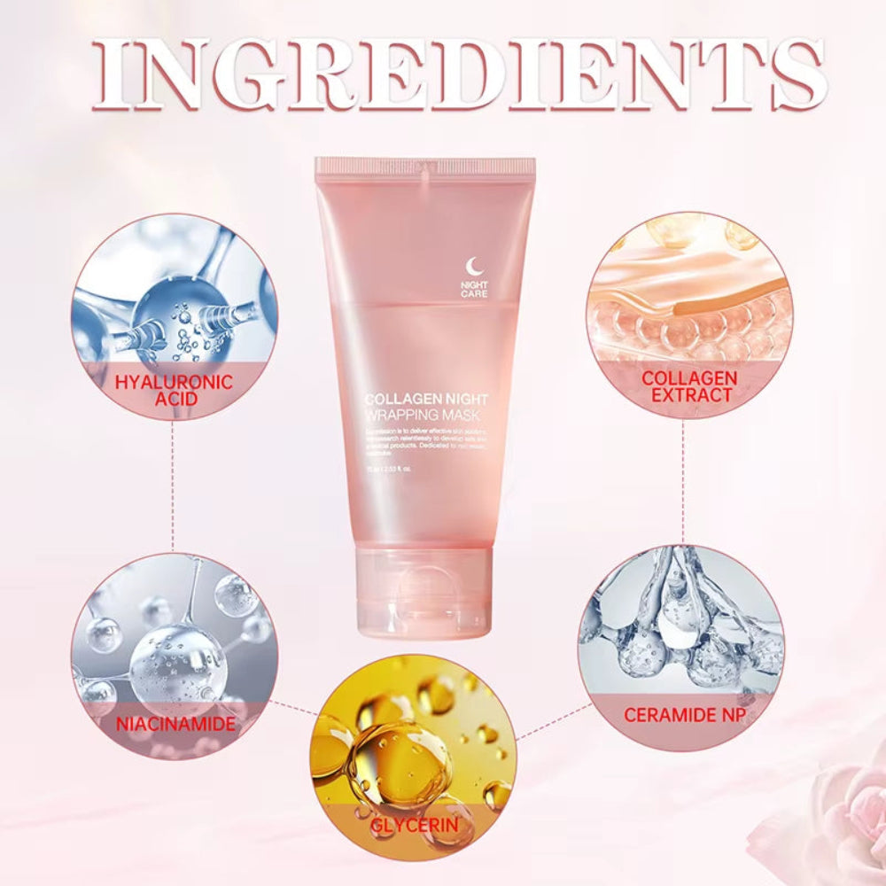 Hydrating collagen mask retail packaging detail view