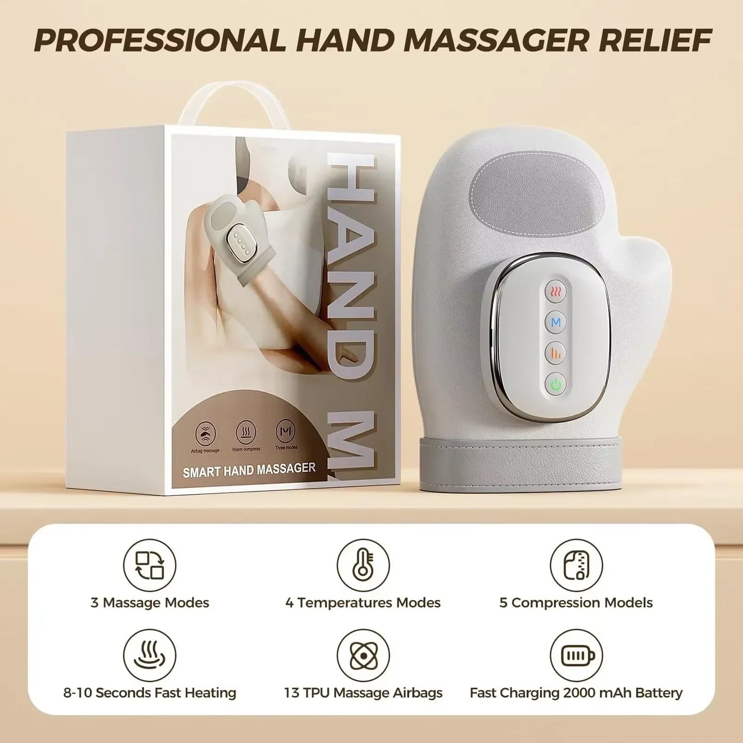 Heated hand massager packaging and charging cable