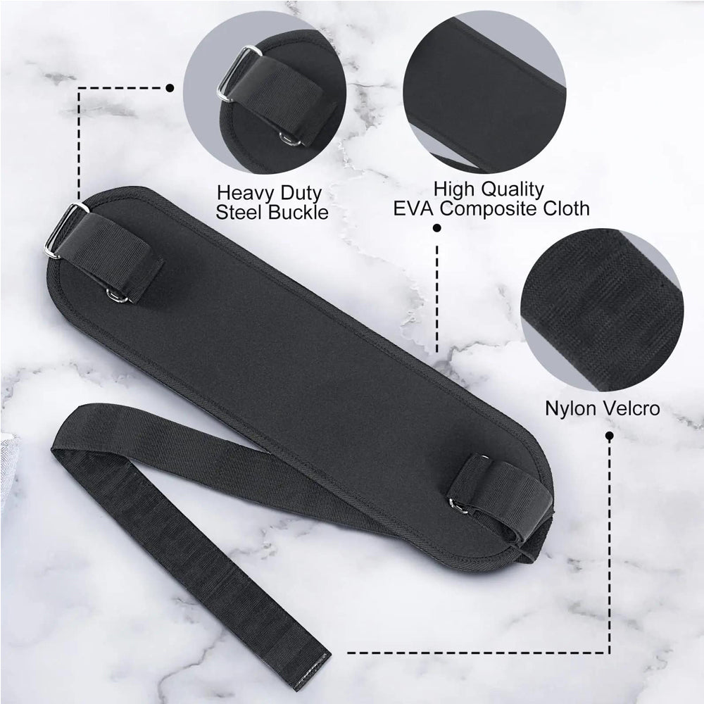 Hip thrust belt back support construction