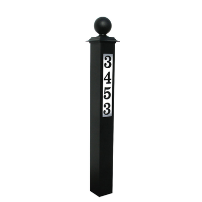 Lighted Address Post with Decorative Finial, Black