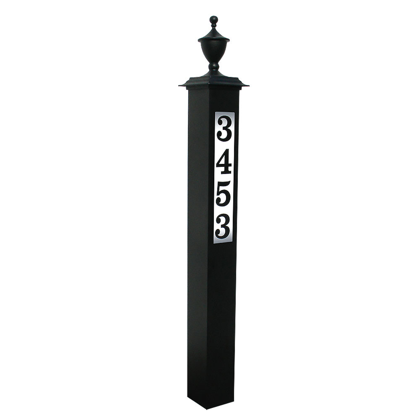 Lighted Address Post with Decorative Finial, Black