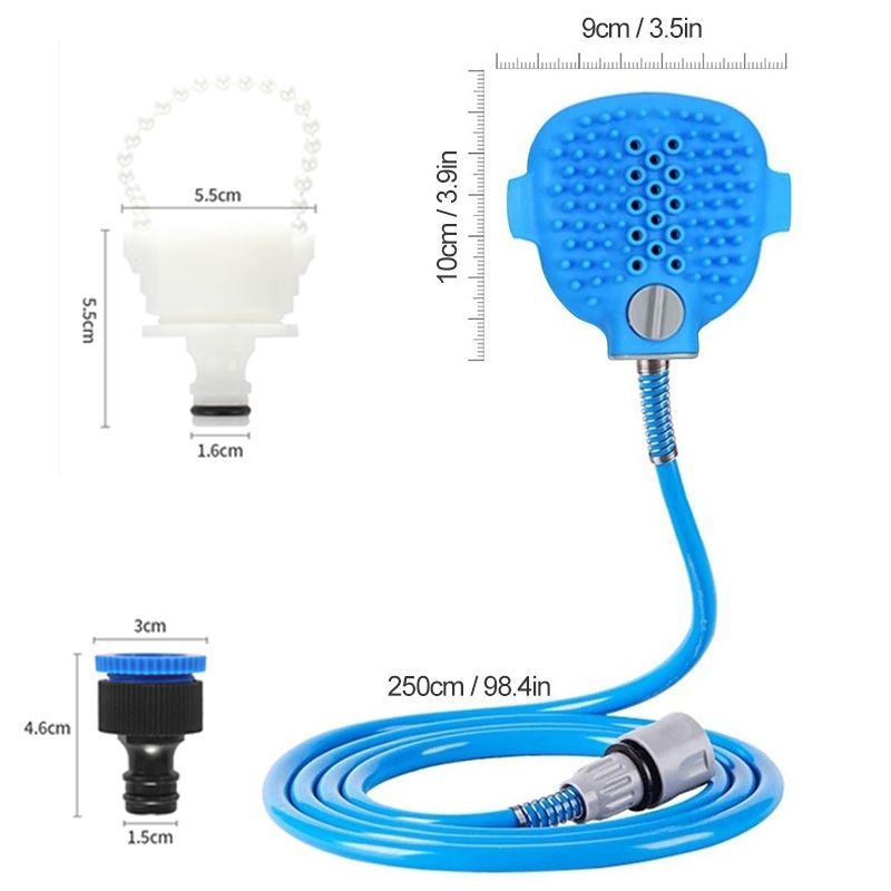 Pet bath massage shower sprayer being used on dog
