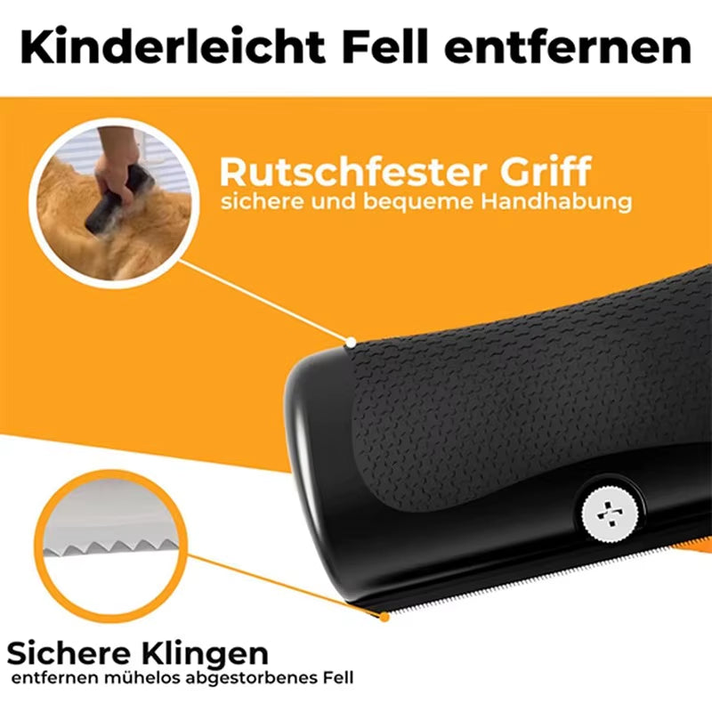 Pet hair remover handle grip detail view