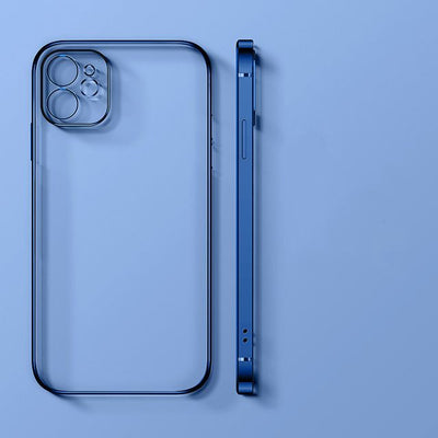 Dark blue ultra-thin iPhone 12 Pro Max case shown from back