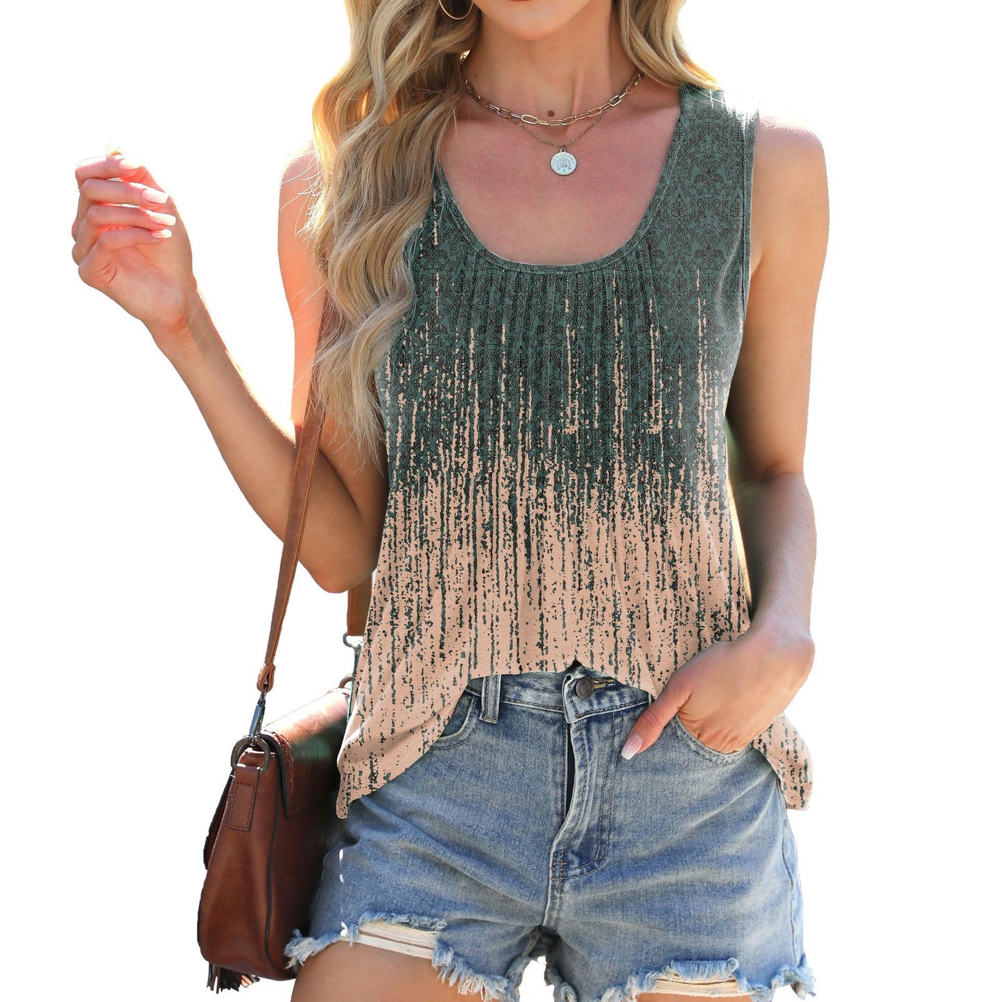 Women's Tie-Dye Sleeveless Tank Top women's tie-dye tank top lifestyle shot