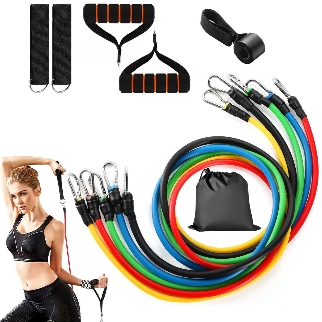 Home Gym on a Budget - 11-Piece Resistance Bands Workout Set