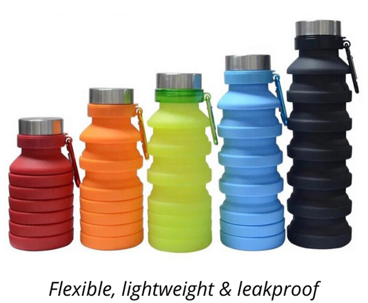 Collapsible Silicone Water Bottle folded flat
