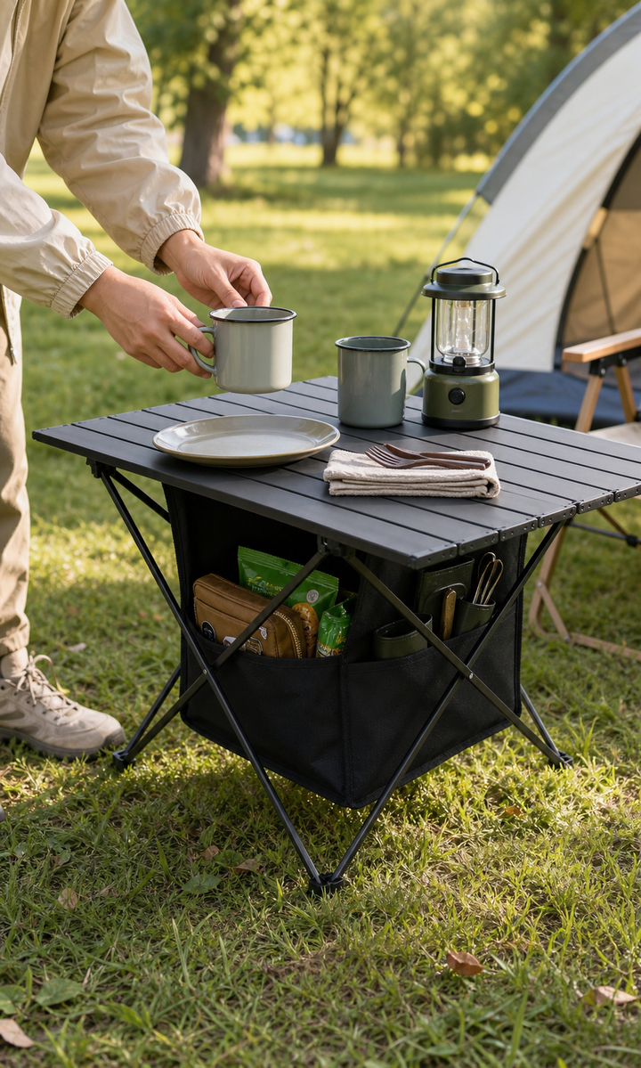Foldable Camping Table with Storage Basket: A Smarter Setup for Picnics, BBQs and Camp Trips