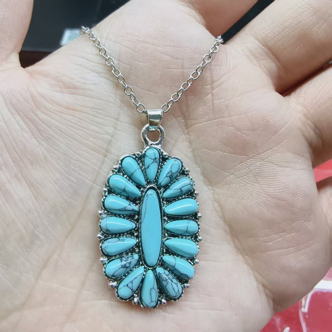 Turquoise oval necklace