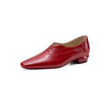 Womens Square Toe Chunky High Heel Slip On Fashion Shoes