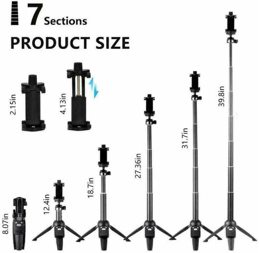 40 inch selfie stick tripod collapsed for travel