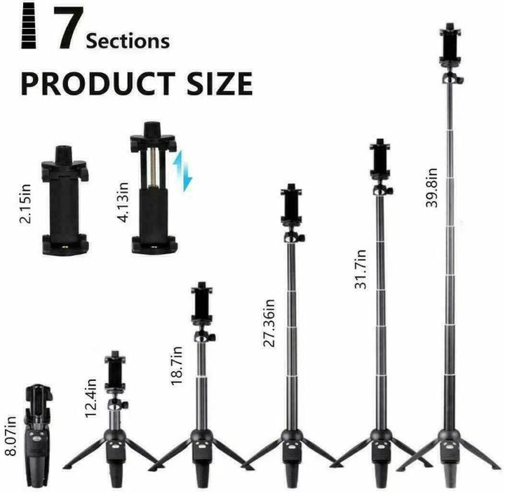 40 inch selfie stick tripod collapsed for travel