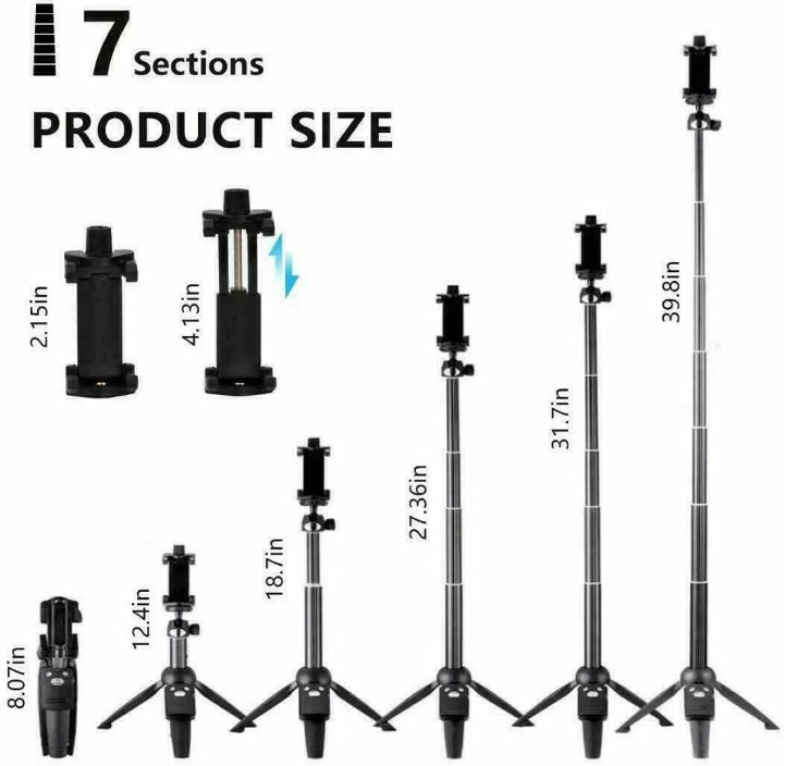 40 inch selfie stick tripod collapsed for travel