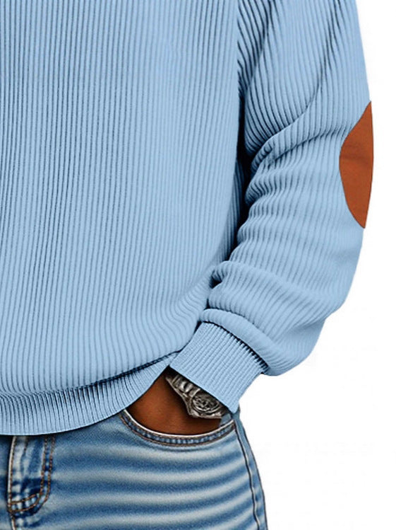 Men's Corduroy Half-Zip Stand Collar Long Sleeve Sweatshirt