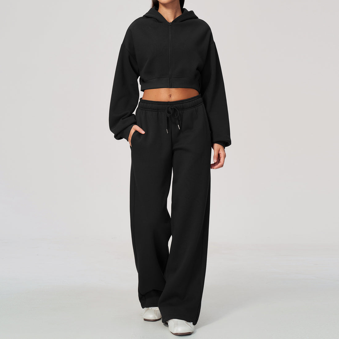 Women's fleece lined zip up hoodie and sweatpants two piece set, photo 6