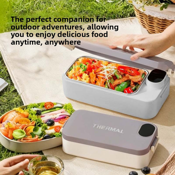 Portable USB Electric Lunch Box Food-grade Stainless Steel Touch Control Rechargeable Heating Food Container
