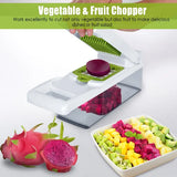 Vegetable chopper catch container full of diced produce