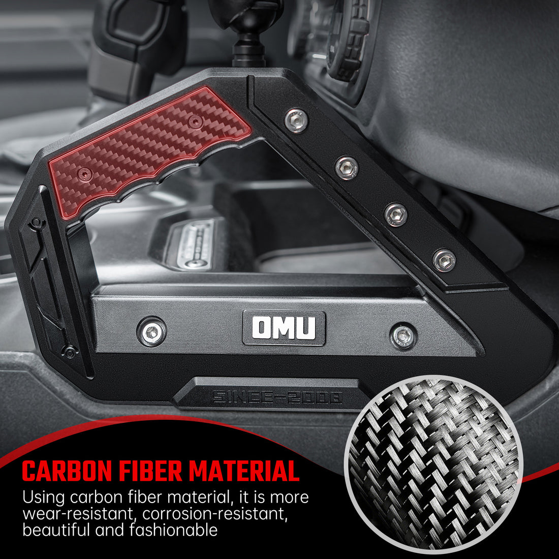 Bronco grab handle phone mount installed in vehicle interior